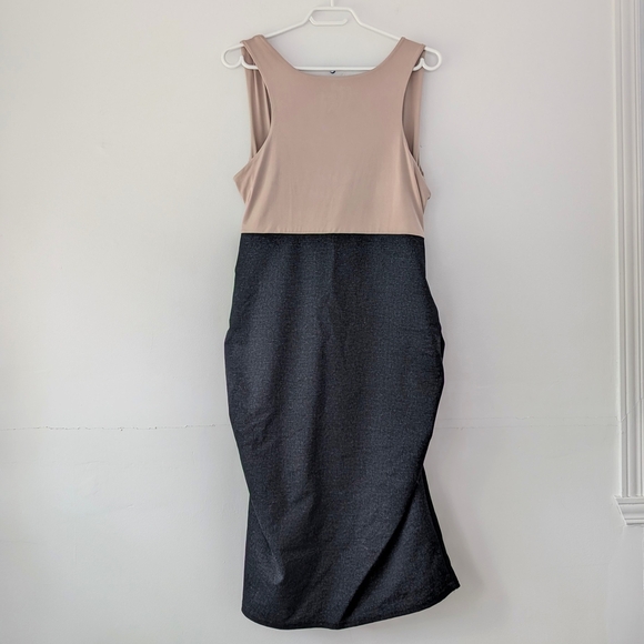 Maternity / Nursing Dark Navy and Cream Bodycon Dress - Lait De Poule Size XL - Picture 7 of 9
